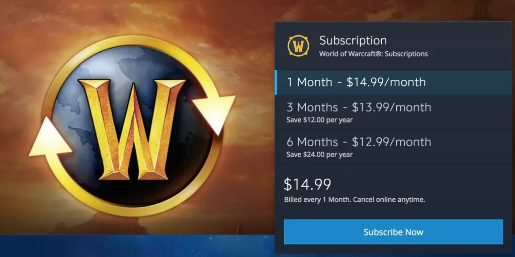 Cancel WoW Subscription