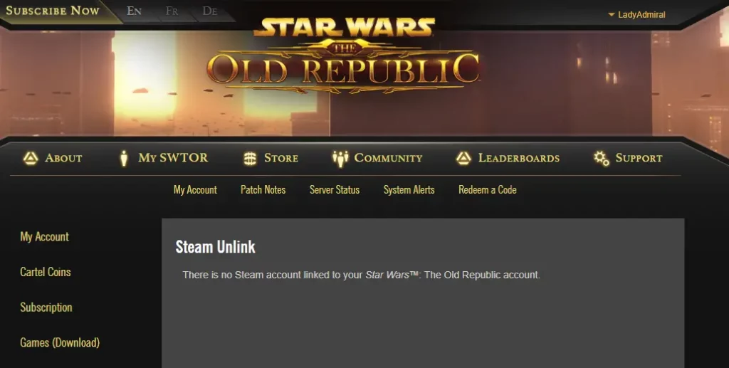 Cancel SWTOR Subscription